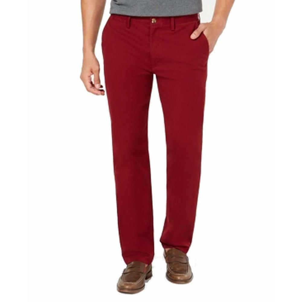 Club Room Mens Flat Front Button-Zip Fly Chino Pants Red 32/30